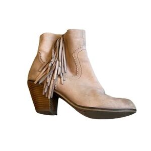 SAM Edelman cream suede western fringe ankle boots size 6
